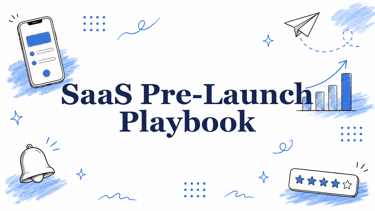 Hand-drawn illustrated header reading SaaS Pre-Launch Playbook